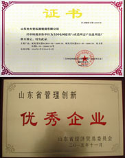 海东变压器厂家优秀管理企业证书